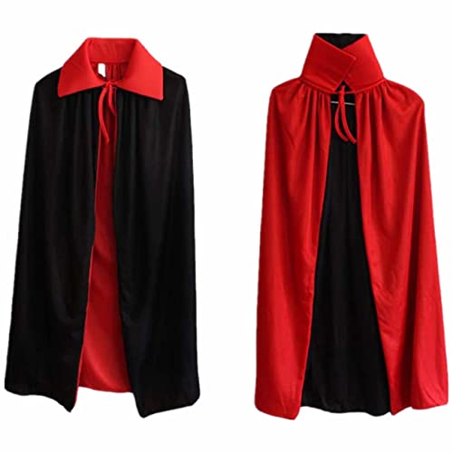 Ecloud Shop Zauberumhang Kinder Vampirumhang mit Kragen Schwarzes Rot Reversible Kleid Goth Devil Piraten...