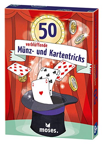 moses. Verlag GmbH 30244 50 verblüffende Münz und Kartentricks | Kinderbeschäftigung | Kartenset, bunt