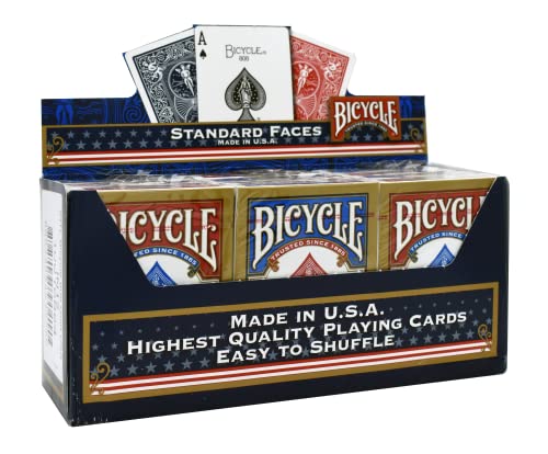 Paket von 12 Pokerkarten Bicycle Standard (6 Blau / 6 Rot)